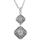 Art Deco style, White Topaz, sterling silver necklaces, front view