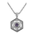 Filigree, Amethyst, sterling silver pendants, front view