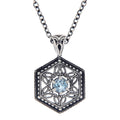 Art Deco style, Blue Topaz, sterling silver pendants, front view