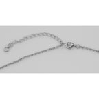 Back view of Art Deco Hexagon Filigree CZ Pendant w/ Adjustable Chain showing 925 sterling silver hallmark and spring ring cl