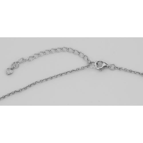 Back view of Art Deco Hexagon Filigree CZ Pendant w/ Adjustable Chain showing 925 sterling silver hallmark and spring ring cl