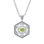 Art Deco style, Peridot, sterling silver pendants, front view