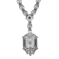 Victorian style, Sapphire, Diamond, sterling silver necklaces, front view