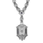Victorian style, Sapphire, Diamond, sterling silver necklaces, front view