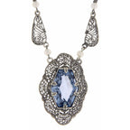 Victorian style, Pearl, sterling silver necklaces, front view