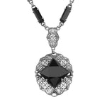Art Deco style, Black Onyx, Onyx, sterling silver necklaces, front view