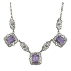 Art Deco style, Amethyst, sterling silver necklaces, front view