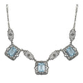 Art Deco style, Blue Topaz, sterling silver necklaces, front view