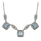Art Deco style, Blue Topaz, sterling silver necklaces, front view