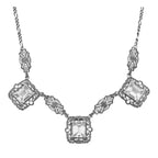 Art Deco style, White Topaz, sterling silver necklaces, front view
