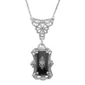 Victorian style, Diamond, Black Onyx, sterling silver necklaces, front view