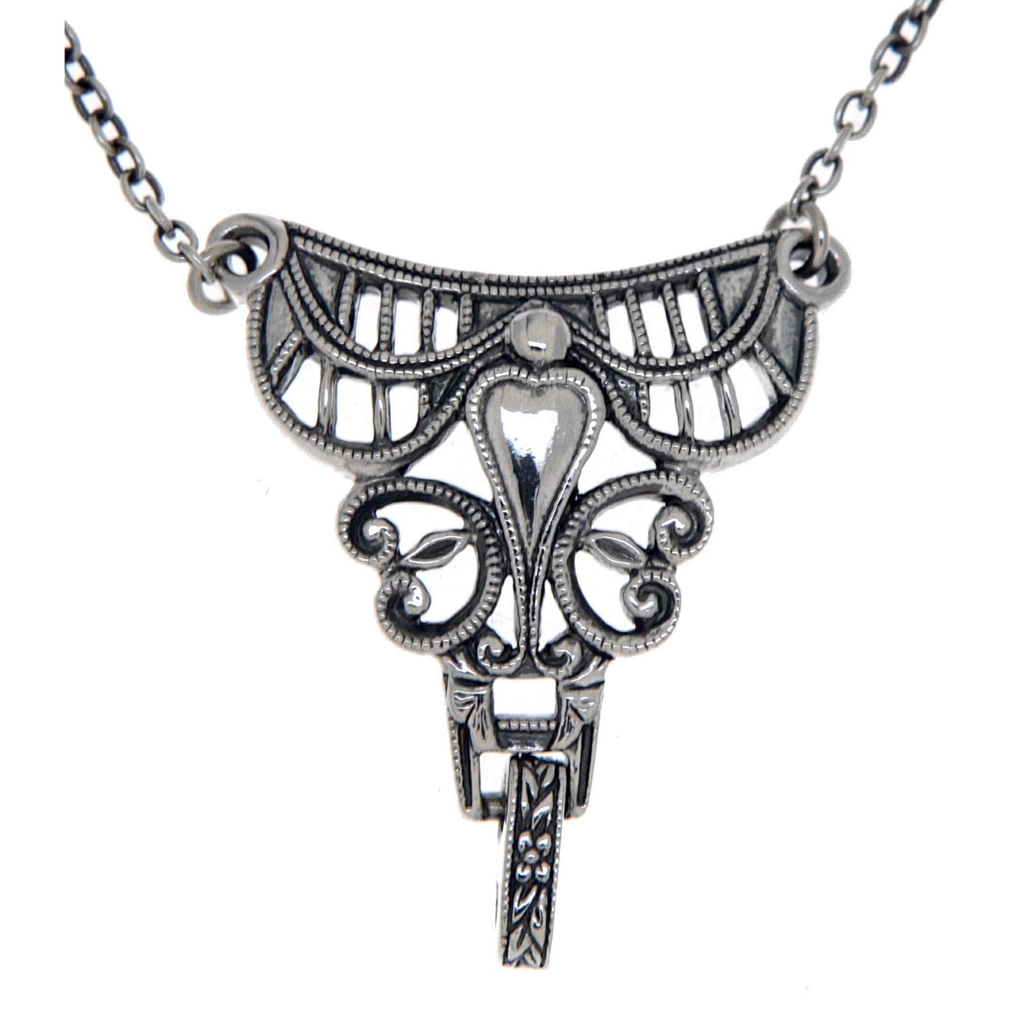 Victorian style, sterling silver necklaces, front view