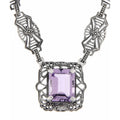 Art Deco style, Amethyst, sterling silver necklaces, front view