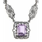 Art Deco style, Amethyst, sterling silver necklaces, front view