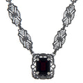 Art Deco style, Garnet, sterling silver necklaces, front view