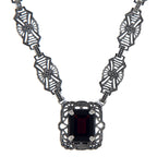 Art Deco style, Garnet, sterling silver necklaces, front view