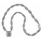 Back view of Art Deco Style Genuine White Topaz w/ 18 Inch Filigree Necklace Sterling Silver showing 925 sterling silver hall
