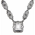 Art Deco style, White Topaz, sterling silver necklaces, front view