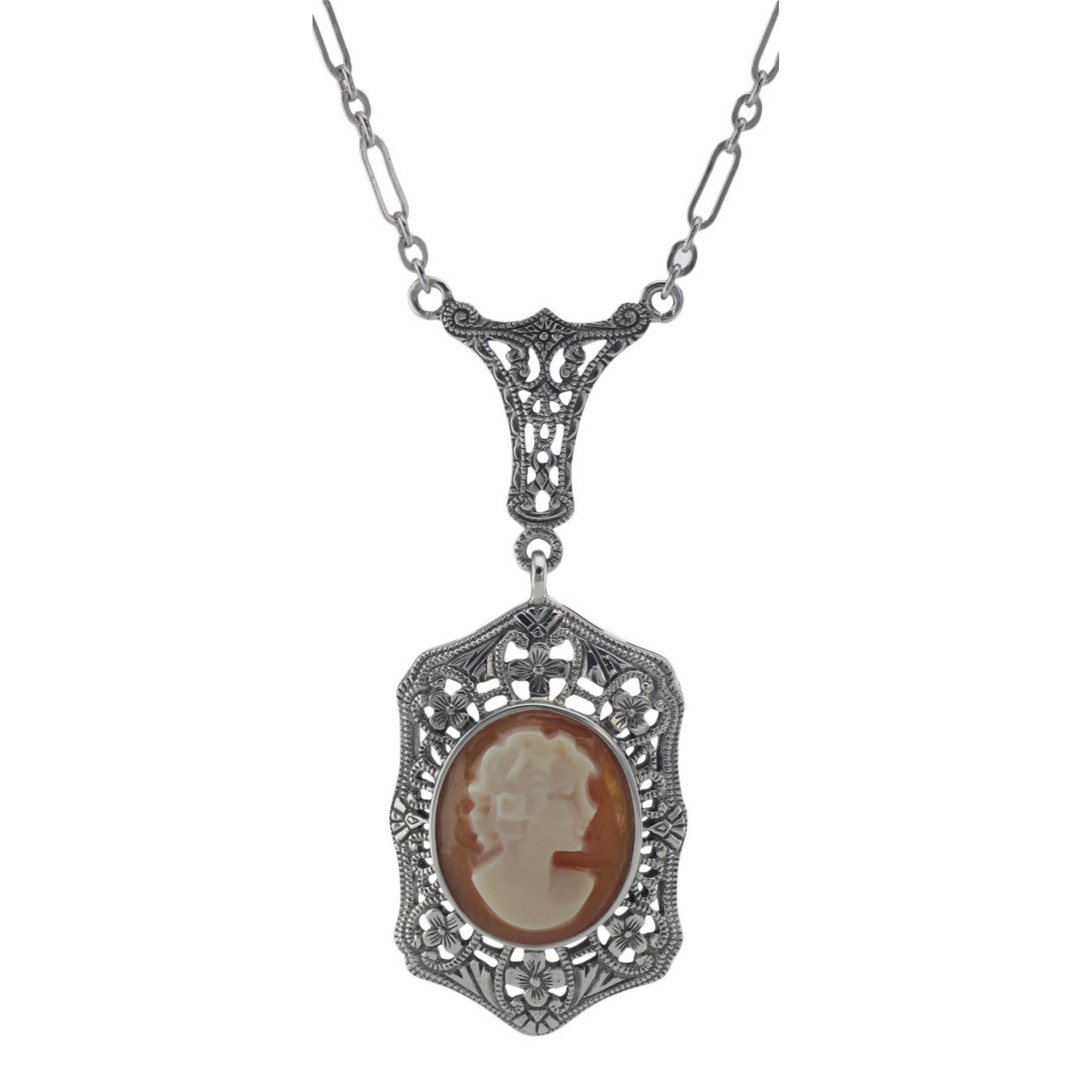 Filigree, sterling silver pendants, front view