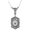 Art Deco style, Diamond, Crystal, sterling silver pendants, front view