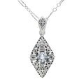 Victorian style, White Topaz, sterling silver pendants, front view