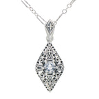 Victorian style, White Topaz, sterling silver pendants, front view