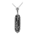Art Deco style, Black Onyx, Onyx, sterling silver pendants, front view