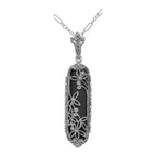 Art Deco style, Black Onyx, Onyx, sterling silver pendants, front view