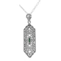 Art Deco style, Emerald, sterling silver pendants, front view