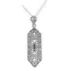 Art Deco style, Emerald, sterling silver pendants, front view