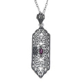 Art Deco style, Ruby, sterling silver pendants, front view