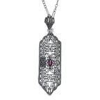 Art Deco style, Ruby, sterling silver pendants, front view