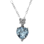 Filigree, Blue Topaz, sterling silver pendants, front view