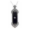 Art Deco style, Black Onyx, Onyx, sterling silver pendants, front view