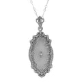 Victorian style, Diamond, Crystal, sterling silver pendants, front view