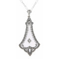 Art Deco style, Diamond, Crystal, sterling silver pendants, front view
