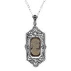 Filigree, Onyx, sterling silver pendants, front view