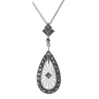 Art Deco style, Marcasite, Crystal, sterling silver pendants, front view