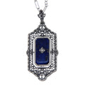 Victorian style, Diamond, Black Onyx, sterling silver pendants, front view