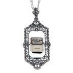 Back view of Italian Cameo / Black Onyx Diamond Flip Pendant with Chain Sterling Silver showing 925 sterling silver hallmark 