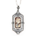 Diamond, Black Onyx, sterling silver pendants, front view