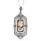 Diamond, Black Onyx, sterling silver pendants, front view