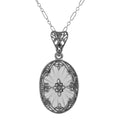Antique style, Diamond, Crystal, sterling silver pendants, front view