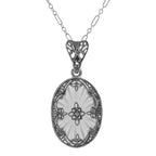 Antique style, Diamond, Crystal, sterling silver pendants, front view