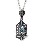 Art Deco style, White Topaz, sterling silver pendants, front view