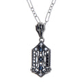 Art Deco style, White Topaz, Sapphire, sterling silver pendants, front view