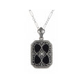 Victorian style, Diamond, Black Onyx, sterling silver pendants, front view