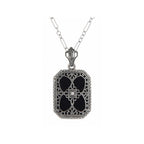 Victorian style, Diamond, Black Onyx, sterling silver pendants, front view
