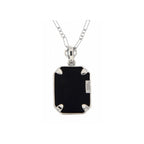 Back view of Victorian Style Black Onyx Filigree Diamond Pendant Sterling Silver showing 925 sterling silver hallmark and spr