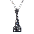 Art Deco style, White Topaz, Sapphire, sterling silver pendants, front view